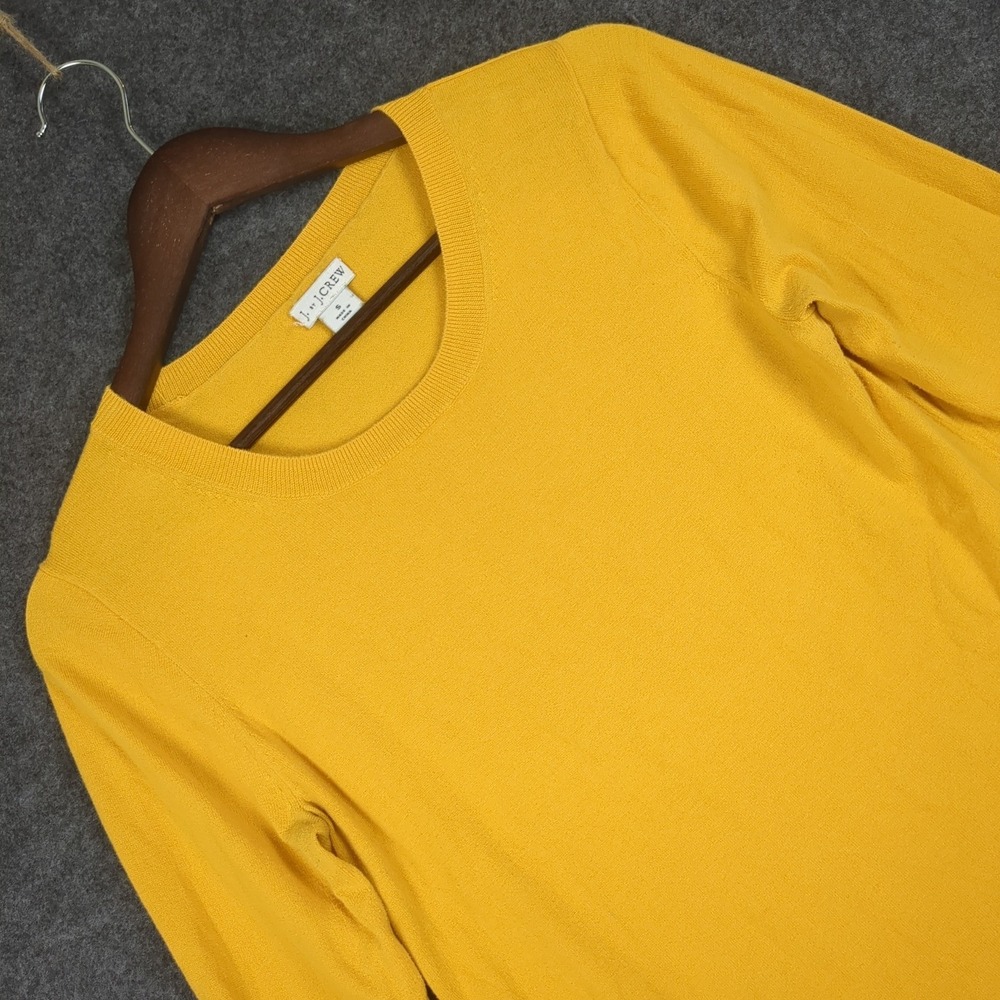 J. by J.Crew Womens Small Yellow Crew Neck Long Sleeve Knit Pullover Sweater